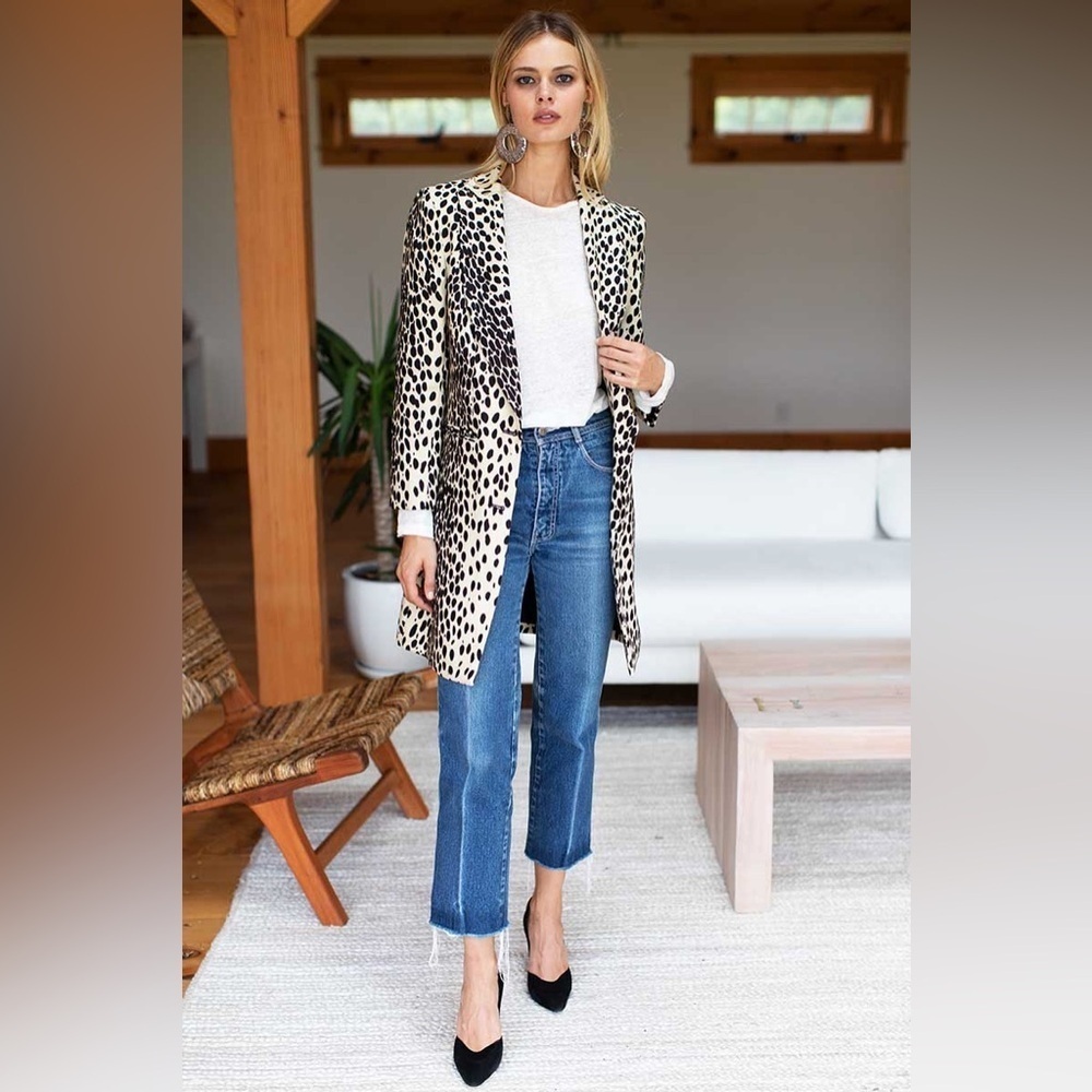 Emerson Fry Wingtip Leopard Linen Jacket Long Coat size 4